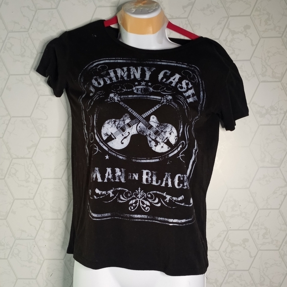 Zion Rootswear Short Sleeve Johnny Cash Man In Black ladies T-shirt - Picture 6 of 8